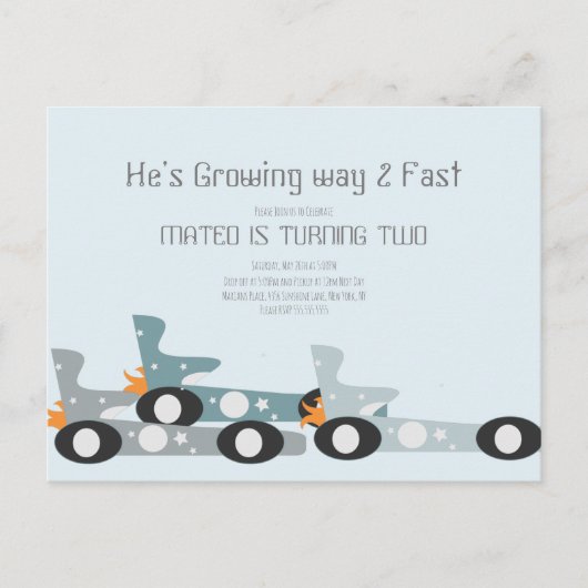 Retro raceauto's maan sterren verjaardagsfeestje   briefkaart (Voorkant)