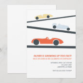 Retro Racecar Birthday Party Kaart (Voorkant / Achterkant)