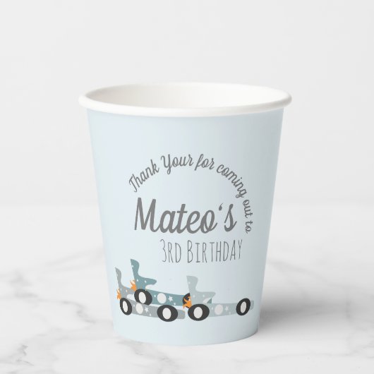 Retro Racecars Moon Stars van drie partijen Papieren Bekers (Voorkant)