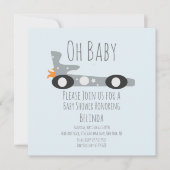 Retro Racing Cars Blue Baby shower (Voorkant)