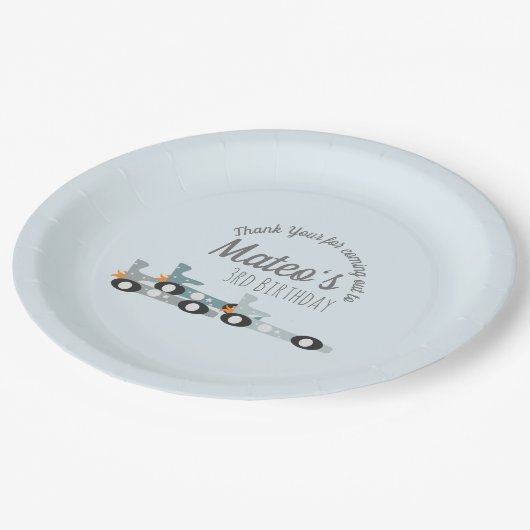 Retro Racing Cars Moon Stars Derde verjaardag Papieren Bordje (Gekanteld)