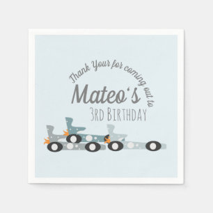 Retro Racing Cars Moon Stars Derde verjaardag Servet