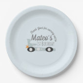 Retro Racing Cars Moon Stars Eerste verjaardag Papieren Bordje (Voorkant)