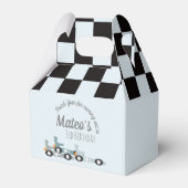 Retro Racing Cars Moon Stars Turning Three Party Bedankdoosjes (Voorkant Zijde)