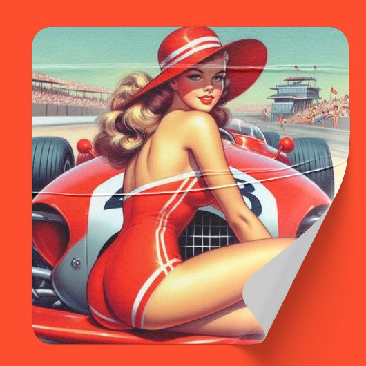 Retro Racing Pin-up Kartonnen Onderzetters
