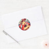 Retro Racing Pin-up Ronde Sticker (Envelop)