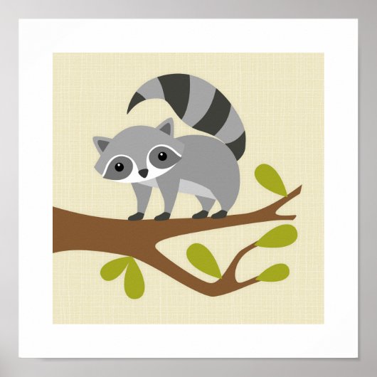 Retro Racoon Poster Print (Voorkant)