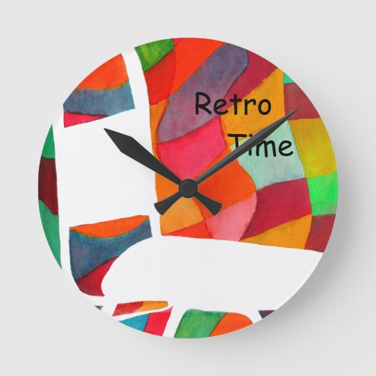 "Retro Rad" Art Wall Klock Round Ronde Klok (Voorkant)