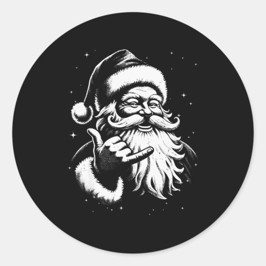 Retro Rad Christmas Mele Kalikimaka Santa Shaka Ha Ronde Sticker (Voorkant)