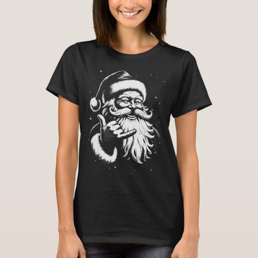 Retro Rad Christmas Mele Kalikimaka Santa Shaka Ha T-shirt (Voorkant)