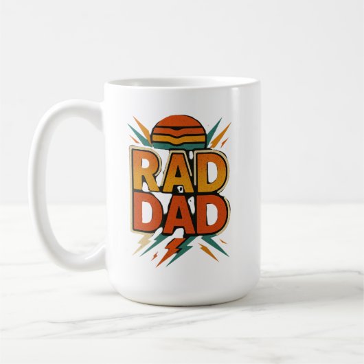 Retro Rad Dad - zonsondergang Lightning Bolt Desi Koffiemok (Links)