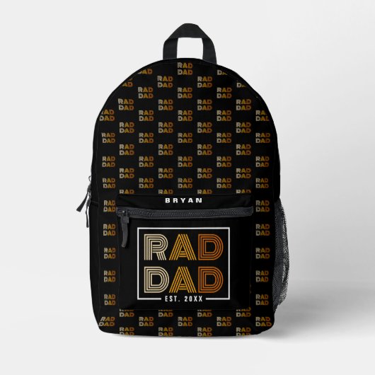 Retro Rad Papa Patroon Zwart Bedrukte Rugzak (Voorkant)