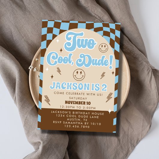 Retro Rad Twee Cool Dude Boy 2e Verjaardag Party Kaart
