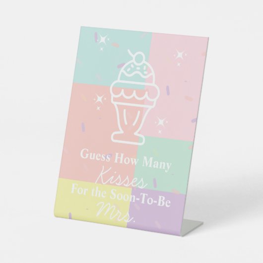 Retro raden hoeveel kussen spel reclamebord met voetstuk (Voorkant)