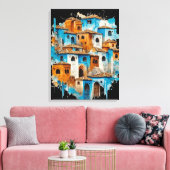 Retro Radiance: Chefchaouen's Blue Majesty Canvas Afdruk (Insitu (Woonkamer))