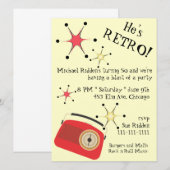 Retro Radio Birthday Uitnodiging (Voorkant / Achterkant)