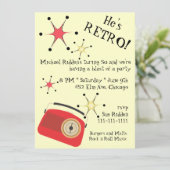 Retro Radio Birthday Uitnodiging (Staand voorkant)