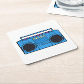 Retro Radio Boombox Kartonnen Onderzetters (Schuin)