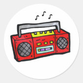 Retro Radio Boombox Ronde Sticker (Voorkant)