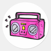 Retro Radio Boombox Ronde Sticker (Voorkant)