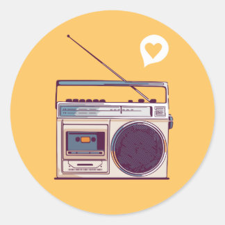 Retro Radio Boombox Ronde Sticker