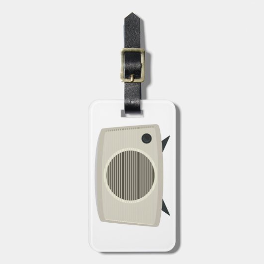 Retro  radio Mid-Century Modern Audio Bagagelabel (Voorkant verticaal)