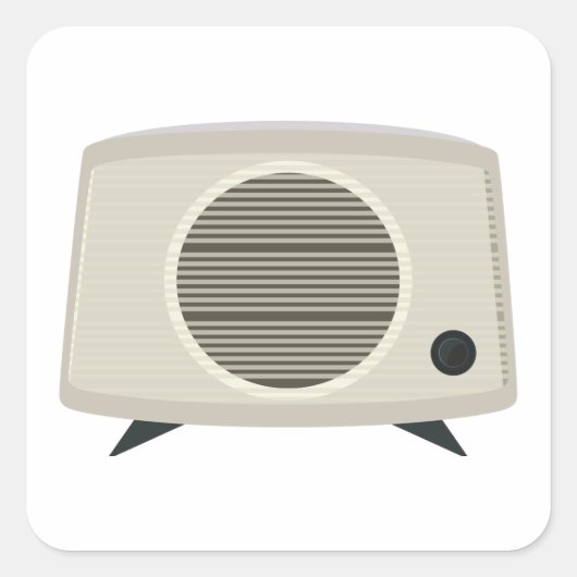 Retro radio Mid-Century Modern Audio Vierkante Sticker (Voorkant)