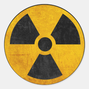 Retro radioactieve ticker ronde sticker