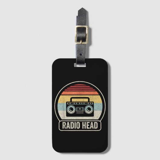 Retro  radiokop bagagelabel (Voorkant (verticaal))