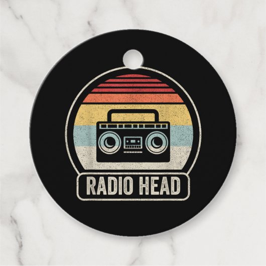 Retro radiokop bedankjes labels (Voorkant)