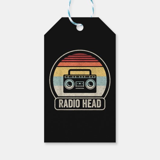 Retro  radiokop cadeaulabel (Achterkant)