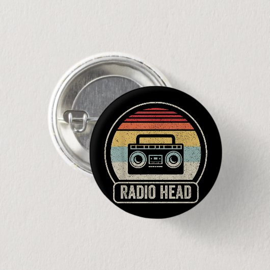 Retro radiokop ronde button 3,2 cm (Voorkant /achterkant)