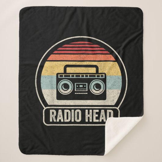 Retro  radiokop sherpa deken (Voorkant)