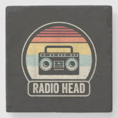 Retro radiokop stenen onderzetter (Voorkant)