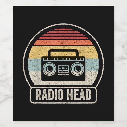 Retro radiokop wijn etiket (Enkel label)