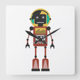 Retro RadioRobot Vierkante Klok