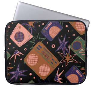 Retro-radio's, bandrecorderpatroon. laptop sleeve