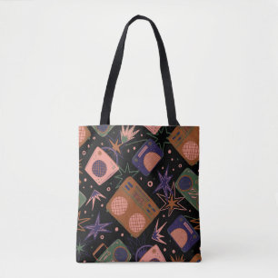 Retro-radio's, bandrecorderpatroon. tote bag