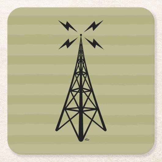 Retro radiotoren kartonnen onderzetters (Voorkant)