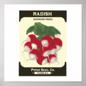 Retro Radish Vegetable Seed Packet Poster Print (Voorkant)