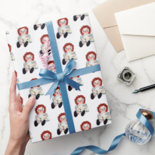 Retro Raggedy Ann-pop met madeliefjes Cadeaupapier