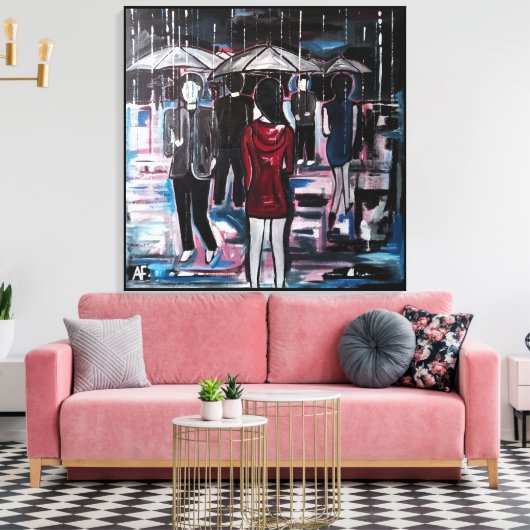 Retro Rain Painting by Alfred Fox Canvas Afdruk (Insitu (Woonkamer))