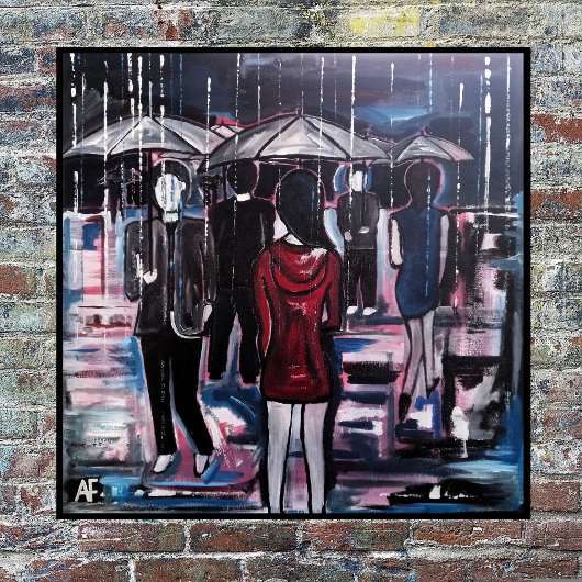 Retro Rain Painting by Alfred Fox Canvas Afdruk