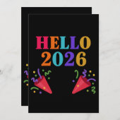 Retro Rainbow 2026 Party Poppers Celebrate Fun Kaart (Voorkant / Achterkant)