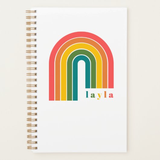 Retro Rainbow 5 Letter-naam op maat Planner (Voorkant)