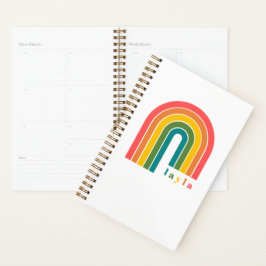 Retro Rainbow 5 Letter-naam op maat Planner