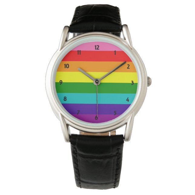 Retro Rainbow 8 Pride Horloge (Voorkant)
