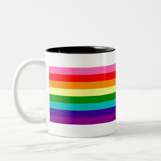 Retro Rainbow 8 Pride Tweekleurige Koffiemok (Links)