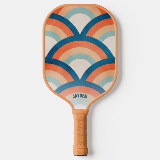 Retro Rainbow aangepaste tekst Pickleball Paddle (Voorkant)