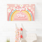 Retro Rainbow Acht is een Vibe Groovy 8e verjaarda Spandoek (Insitu)